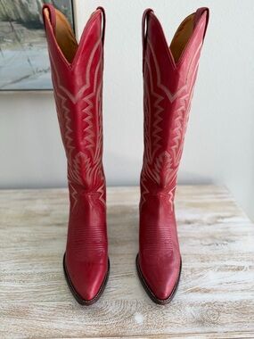 Tecovas Red Leather Knee High Boots